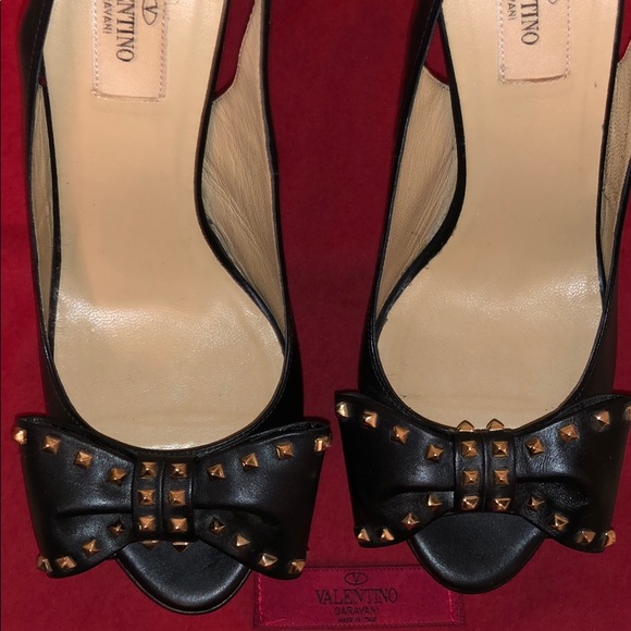 💯Valentino Leather Peep Toe Slingback Pumps - Picture 7 of 8